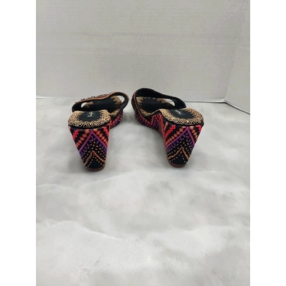 Beverly Feldman  Colorful Wedge Slide Sandals Size 9M - Picture 5 of 9